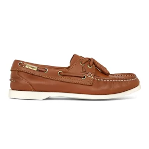 Zapato de Piel  Top Sailer Original Estilo Marinero Color Miel suela Blanca