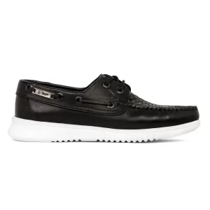 Zapato de Piel Top Sport Negro Tejido Artesanal