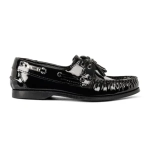 Zapato de Piel Top Sailer Original Estilo Marinero Color Negro Charol